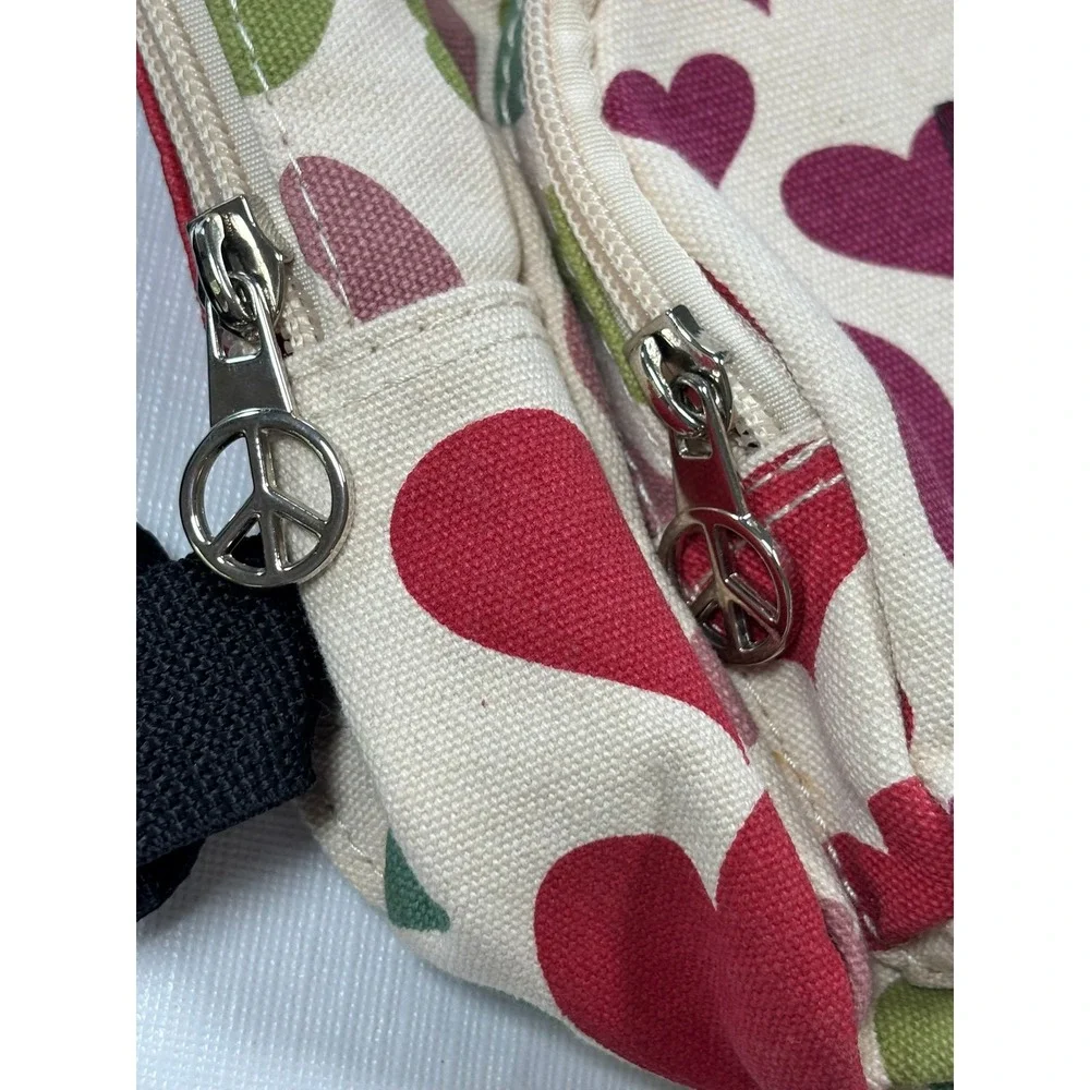 Bungalow 360 Mini Backpack Multi Color Heart Print Canvas‎ Vegan